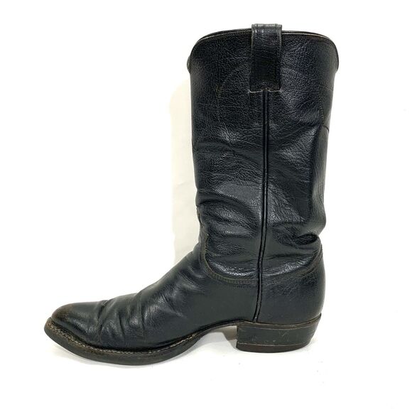VTG MENS JUSTIN COWBOY BLACK BOOTS SIZE 9D main image 9